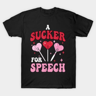 A Sucker For Speech Therapy Pathologist SLP Valentines Day T-Shirt